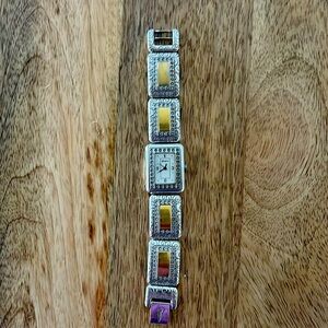 Brighton Northridge Watch Women 24mm Silver Gold Tone Pave Needs Battery